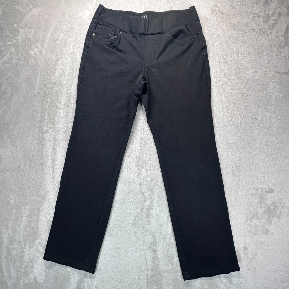 Dash Pants Womens Small Black Stretch Straight Leg Pockets Mid Rise Pull On